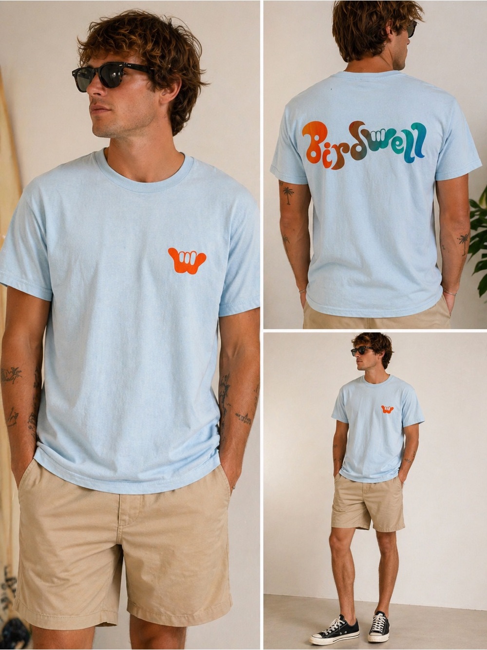 Birdwell Beach Britches Big Swell Graphic Tee Men’s Small Blue Surf Skate Shirt